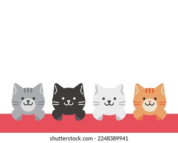 Illustration of four cats background material