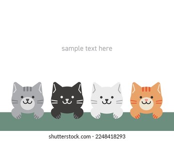 Illustration of four cats background material