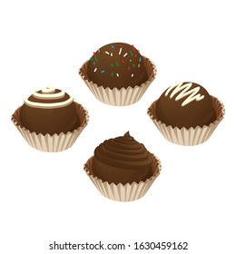 Illustration of four chocolate cupcake vector
