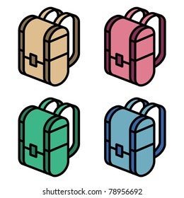 illustration of four color backpacks