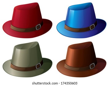 Illustration of the four colorful hats on a white background