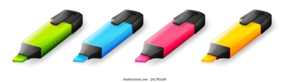 Illustration of the four colorful markers on a white background