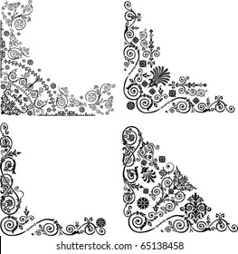 ilustración con cuatro decoraciones de esquina sobre fondo blanco