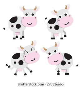 Illustration of four cows on a white background