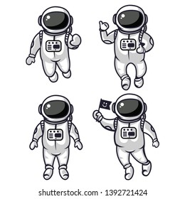 illustration of four cute astronauts, for all needs