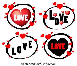 Illustration of four design of love signs