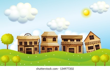 Illustration of the four different kinds of wooden house