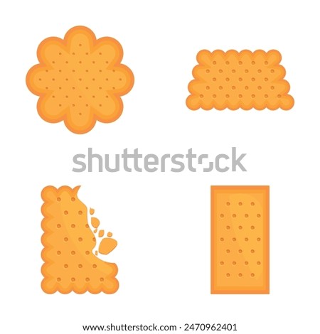 Illustration of four different shaped cartoon biscuit cookies on a white background