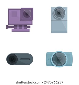 Ilustración de cuatro estilos diferentes de cámaras de seguridad para vigilancia