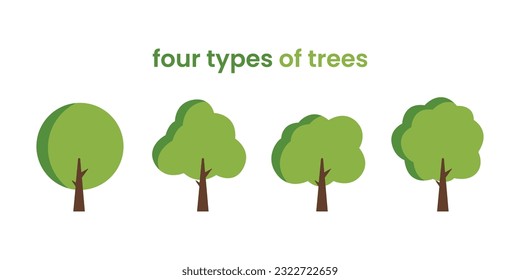 illustration of four flat trees; simple and minimalis