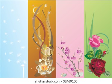 illustration with four flower stripes