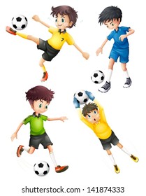 Illustration of the four football players on a white background