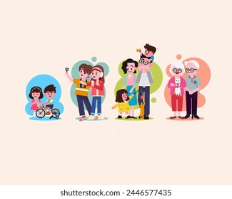 Illustration of four generation. This design  a bright simple design