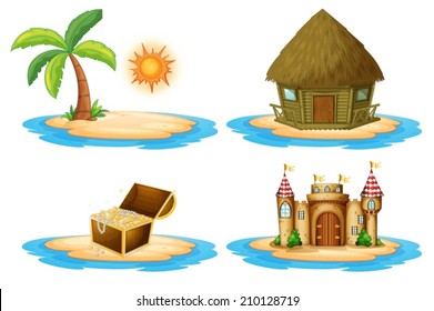 Illustration of the four islands on a white background