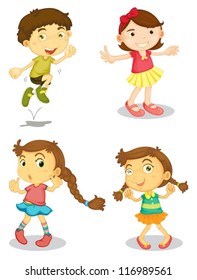 Illustration Of Four Kids On A White Background