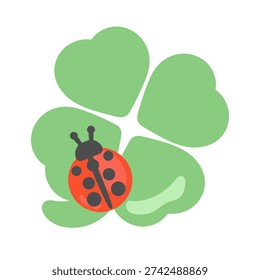 Illustration of four leaf clover and ladybug
