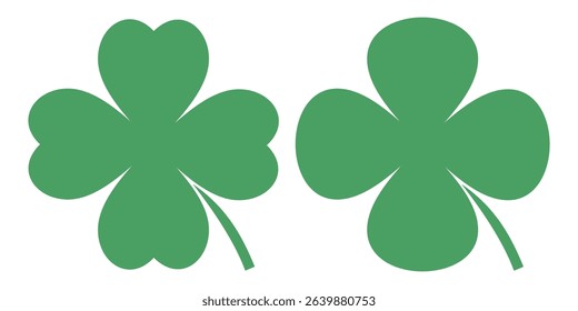 illustration of a four leaf green clover on a white background.
Set of four leaf clover icons in flat style. four leaf clover.