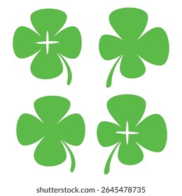 illustration of a four leaf green clover on a white background.
Set of four leaf clover icons in flat style. four leaf clover.