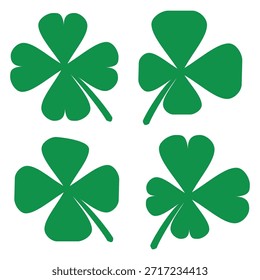 illustration of a four leaf green clover on a white background.
Set of four leaf clover icons in flat style. four leaf clover.