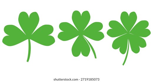 illustration of a four leaf green clover on a white background.
Set of four leaf clover icons in flat style. four leaf clover.