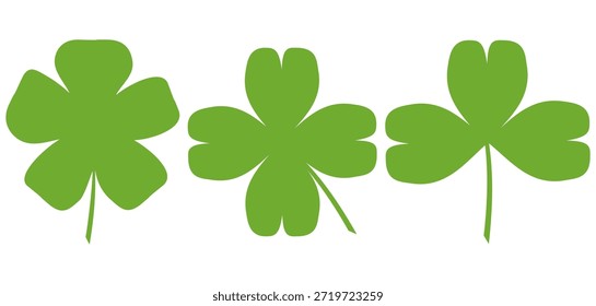 illustration of a four leaf green clover on a white background.
Set of four leaf clover icons in flat style. four leaf clover.