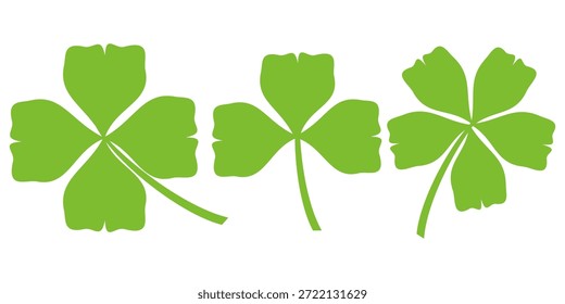 illustration of a four leaf green clover on a white background.
Set of four leaf clover icons in flat style. four leaf clover.