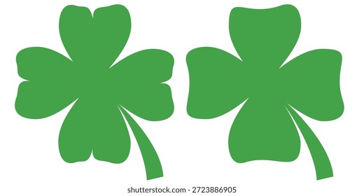 Ilustración de un trébol verde de cuatro hojas sobre un fondo blanco.
Conjunto de cuatro iconos de trébol de hojas en estilo plano. trébol de cuatro hojas.