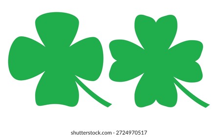 Ilustración de un trébol verde de cuatro hojas sobre un fondo blanco.
Conjunto de cuatro iconos de trébol de hojas en estilo plano. trébol de cuatro hojas.