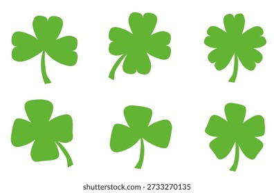 illustration of a four leaf green clover on a white background.
Set of four leaf clover icons in flat style. four leaf clover.