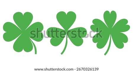 illustration of a four leaf green clover on a white background.
Set of four leaf clover icons in flat style. four leaf clover.