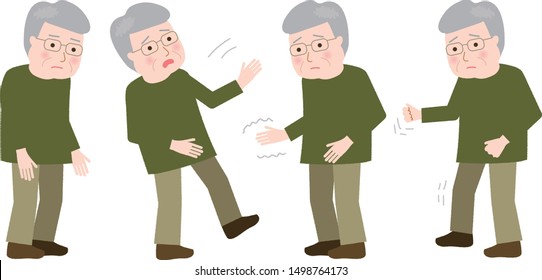 Illustration of four major symptoms of Parkinson's disease