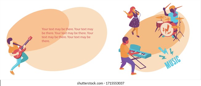 Illustration with four musicians, with place for text.
