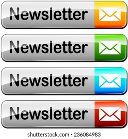 illustration of four newsletter buttons on white background