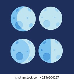 illustration of the four phases of the moon