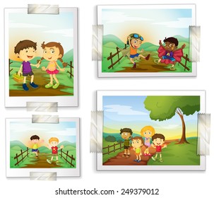 Illustration of four photos of children