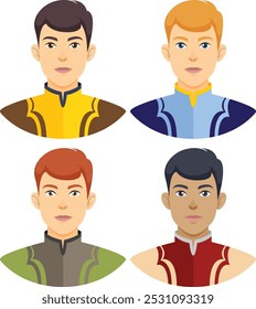 Illustration of four princes in different outfits