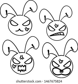 illustration of four rabbit emoticons 