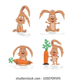 Illustration of four rabbits on a white background