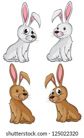 Illustration of four rabbits on a white background