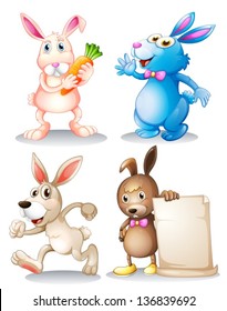 Illustration of the four rabbits on a white background