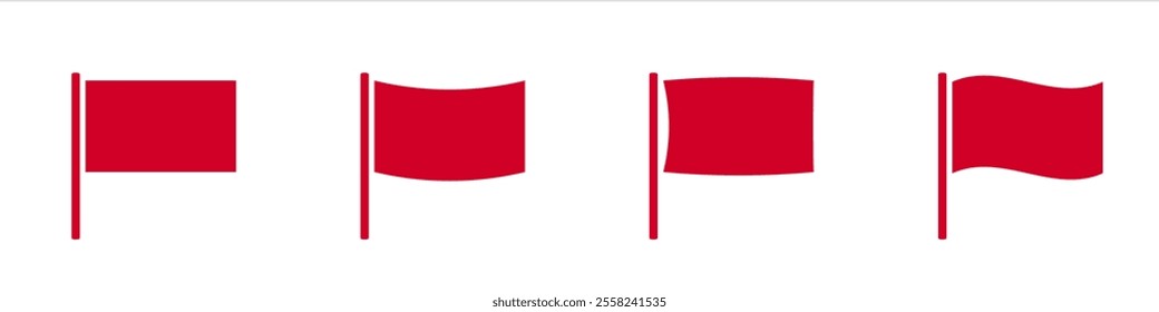 Illustration of four red flags, each in a unique position, aligned horizontally.