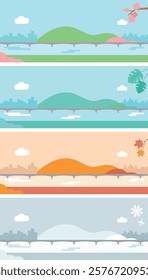 Illustration of the four seasons of the Han River in Seoul