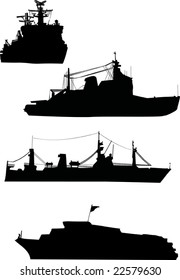 illustration with four ship silhouette collection