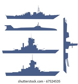 illustration with four ship silhouette collection