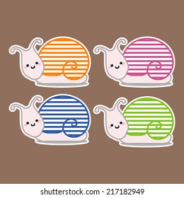 Illustration of the four snails with different colors