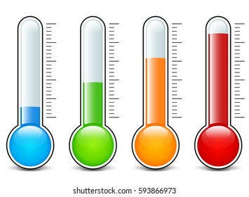 Illustration of four thermometers icons design