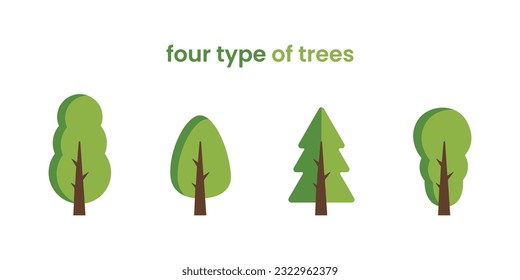 ilustración de cuatro árboles altos de tipo; diseño plano; minimalista y sencillo