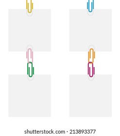 illustration of four white leaves and colorful paperclips 