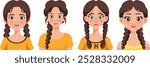 Illustration of four women with braided hairstyles