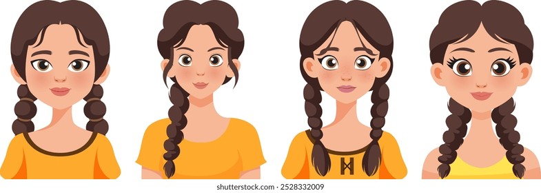 Illustration of four women with braided hairstyles